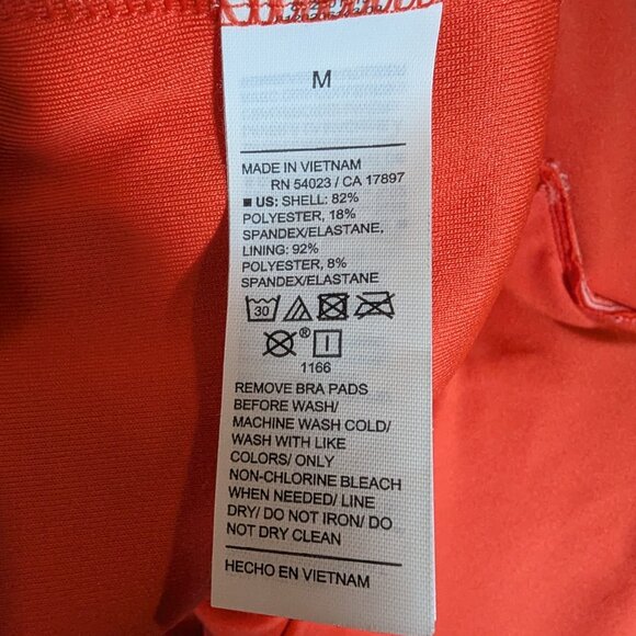 Old Navy Orange Floral Half Zip Swimsuit One Piece Bathing Suit Tropical Size M - Picture 6 of 8